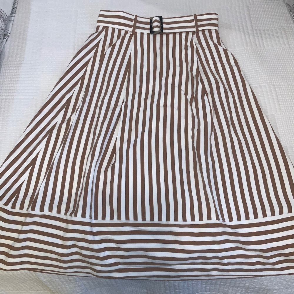 Ann Taylor Midi Striped Skirt with Belt - size 00P